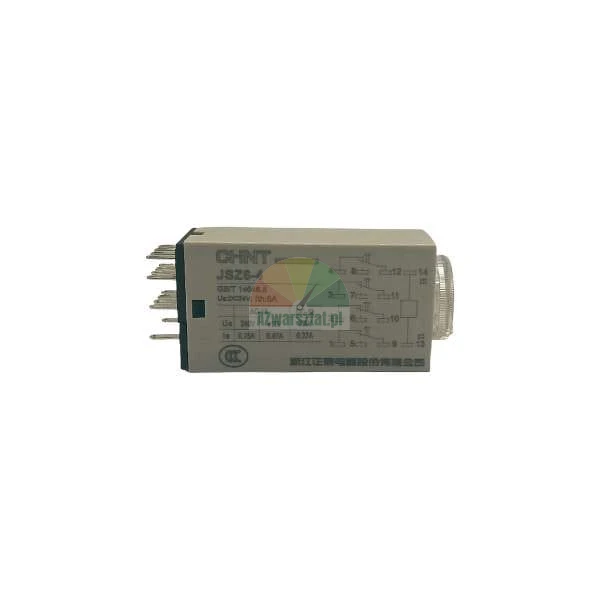 CHINT JSZ6-4 industrial time relay with technical diagram and connection pins.