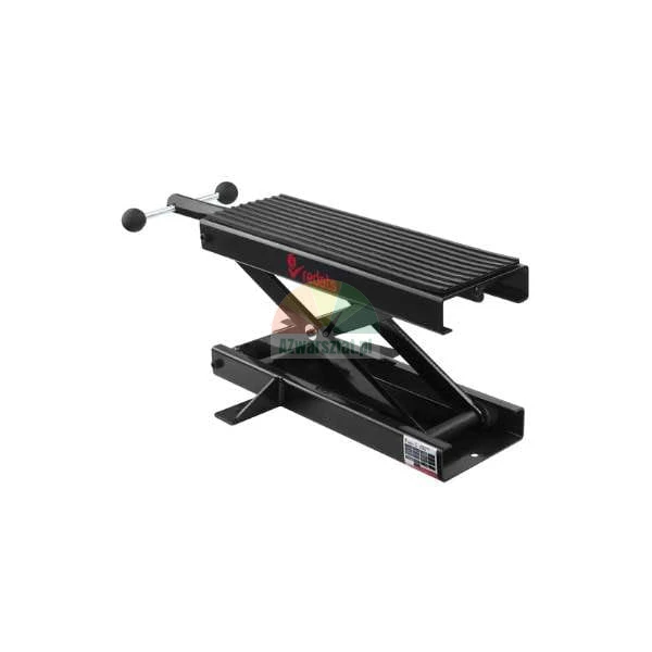 REDATS motorcycle scissor lift, black, with rubber pad and adjustment handle.