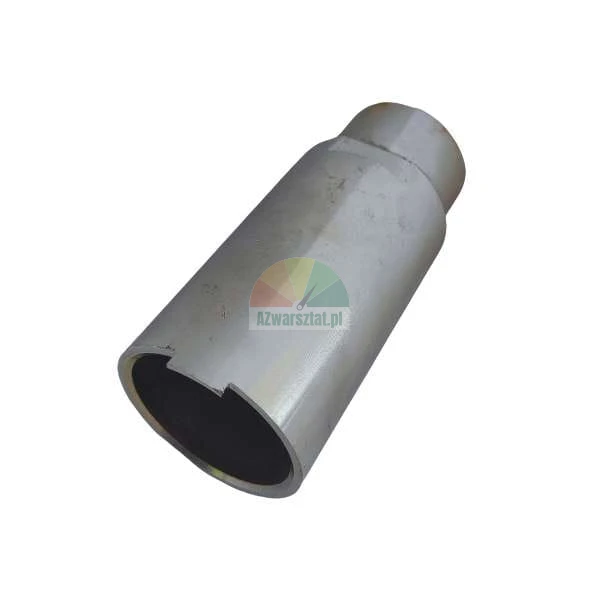 Silver metal tool sleeve with a notch on the edge, professional mechanical component.