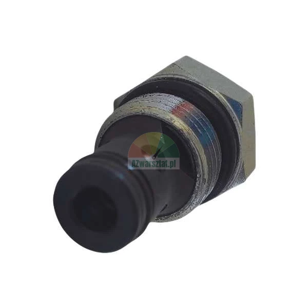 Metal hydraulic cartridge valve with black o-ring seal and hexagonal head