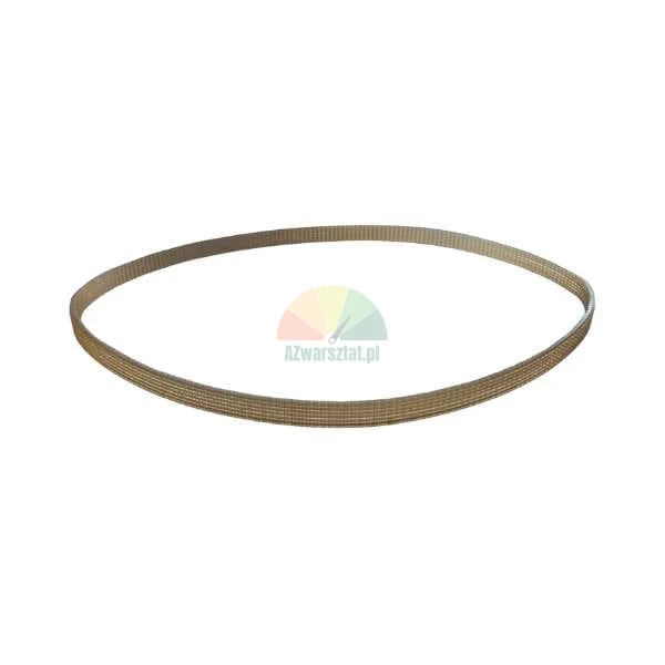 Brown toothed timing belt in a circular loop isolated on white background.