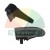 Two black plastic latch mechanism components, side and top view.