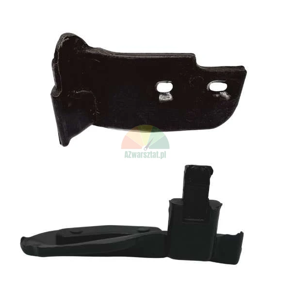 Black plastic mounting bracket shown from two different angles on a white background.