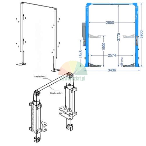 Replacement steel cable for Twin Busch TW236PEB39 lift
