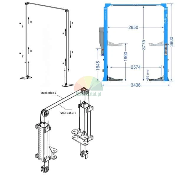 Replacement steel cable for Twin Busch TW236PEB39 lift
