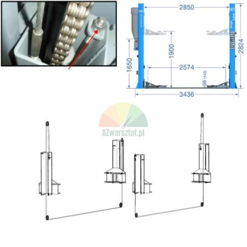 8.82m steel cable for Twin Busch TW236M TW242A lifts