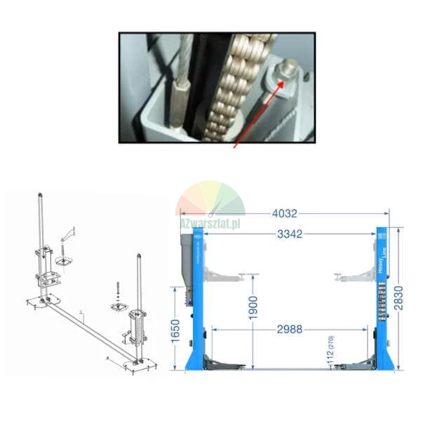 9.33m steel cable for Twin Busch TW250 TW260 PE lift
