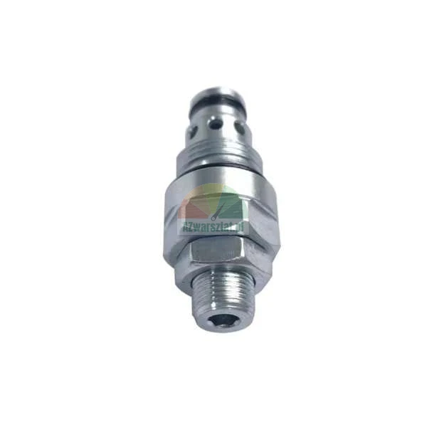 Silver hydraulic cartridge valve with thread on a white background