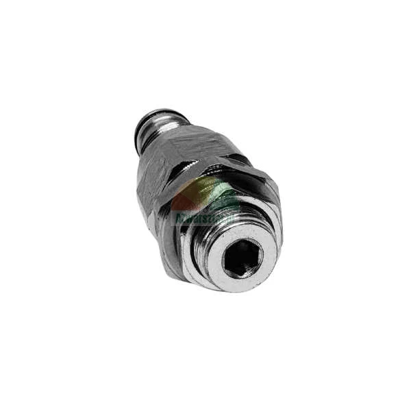 Metal hydraulic or pneumatic fitting with external thread and O-ring seal.