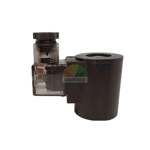 Solenoid valve coil with DIN connector and transparent plug housing