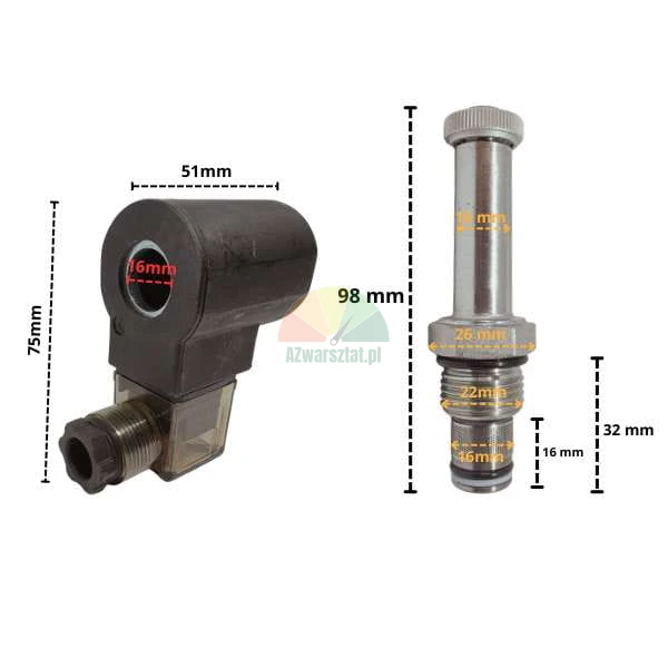 Solenoid coil with lowering valve 220V AC 16mm
