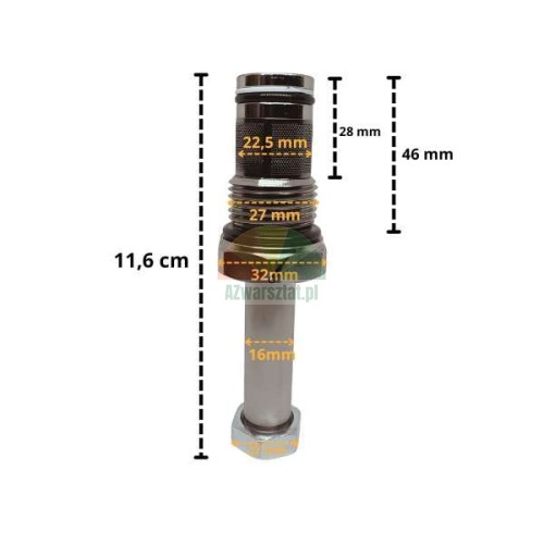 Lowering valve for solenoid coil 16mm G27mm with dimensions