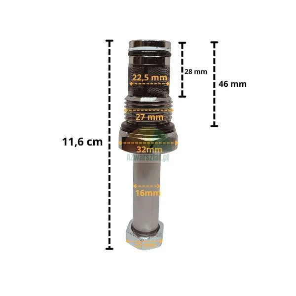 Lowering valve for solenoid coil 16mm G27mm with dimensions