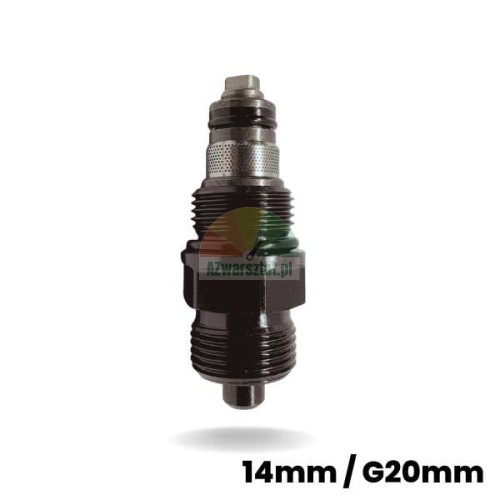 Hydraulic lift safety (check) valve with dimensions 62mm / G20, vertical view on a white background.