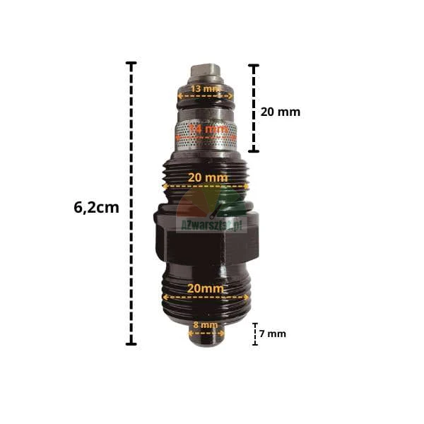 Lift safety check valve 62mm G20 with dimensions diagram