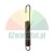 Metal tension spring with a long hook and a short hook on white background.