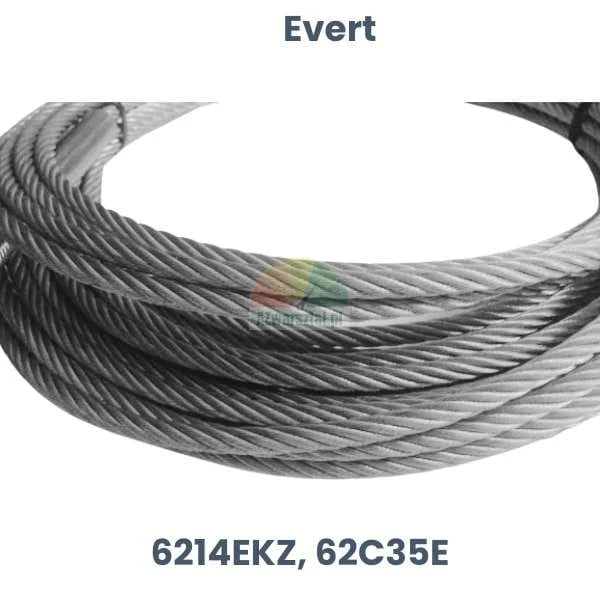 Replacement steel wire rope for Evert lift models 6214EKZ and 62C35E.