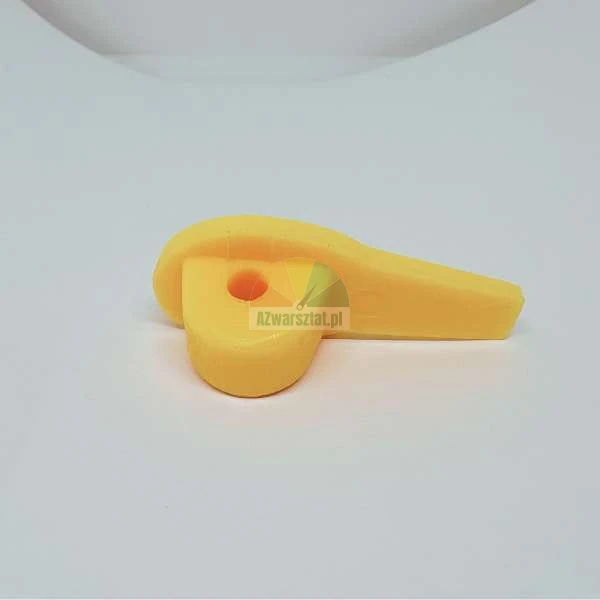 Yellow plastic mounting element, small lever with a hole.
