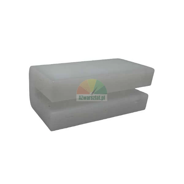 White U-shaped plastic spacer or protective element on white background