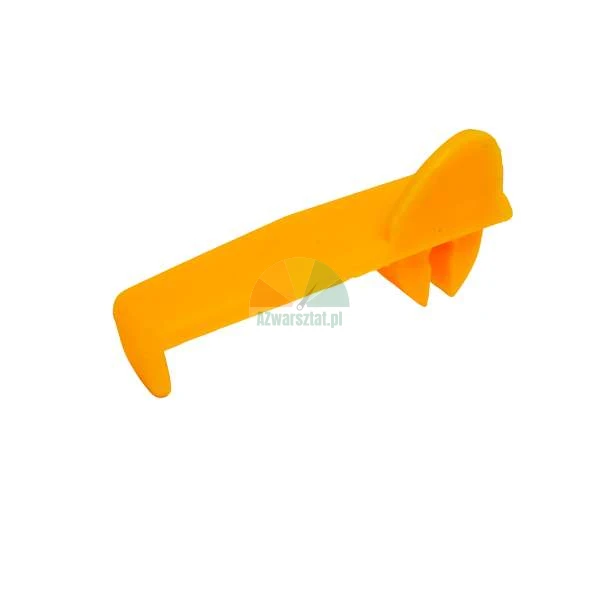 Orange plastic removal tool or clip on a white background