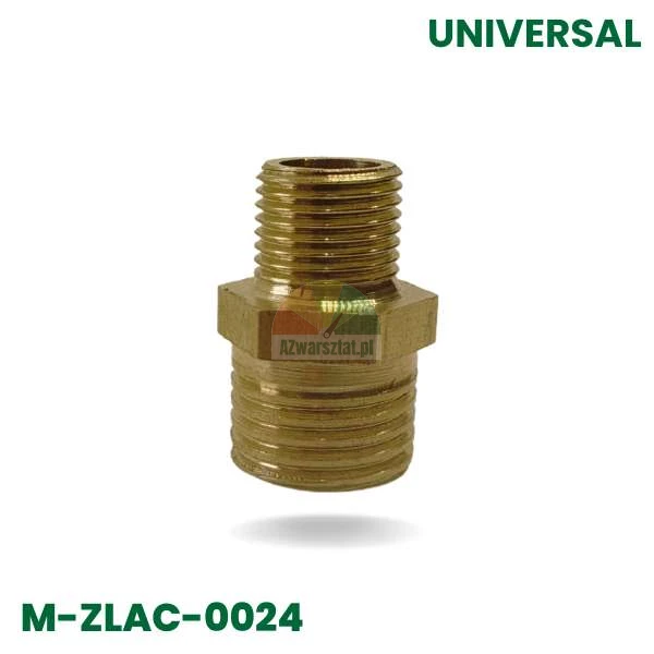 Brass threaded connector 12.7mm/9.7mm with hexagonal design model M-ZLAC-0024
