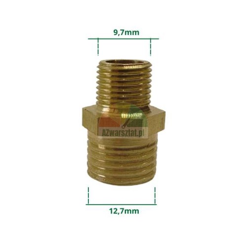 Brass threaded nipple 12.7mm - 9.7mm