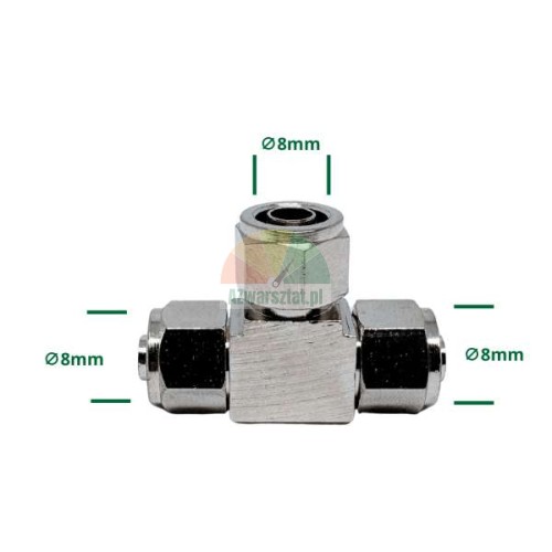 Metal tee connector 3x8mm