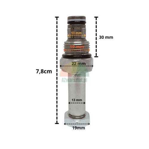 Lowering valve for 13mm G19mm solenoid coil with technical dimensions.