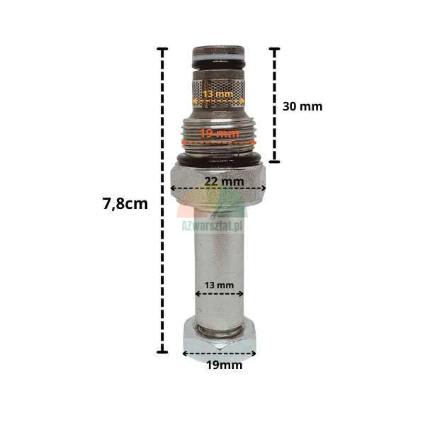 Lowering valve for 13mm G19mm solenoid coil with technical dimensions.