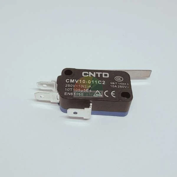 CNTD CMV10-011C2 microswitch with lever and terminals, 10A 250V.