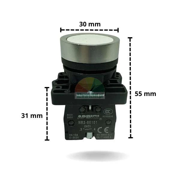 White lift button 1 x NO with dimensions