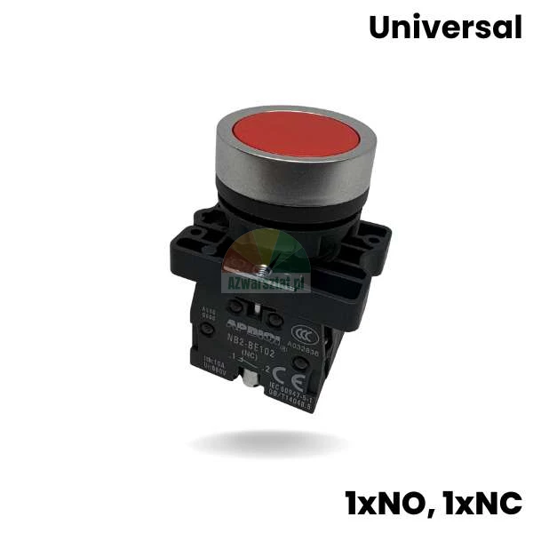 Red lift push button switch with 1 x NO and 1 x NC contact blocks