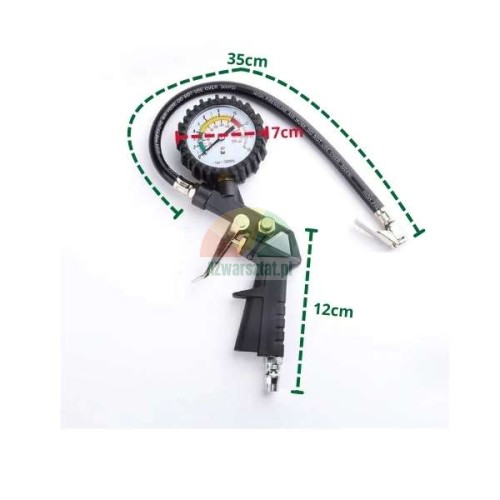 Tire inflator gun with pressure gauge 0-16 bar