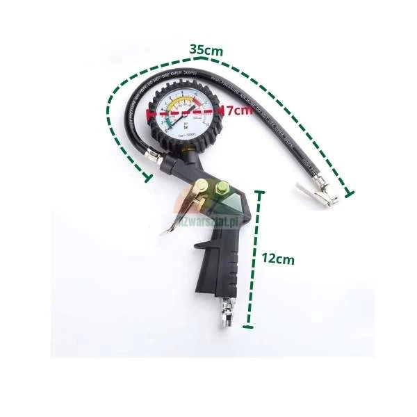 Tire inflator gun with pressure gauge 0-16 bar