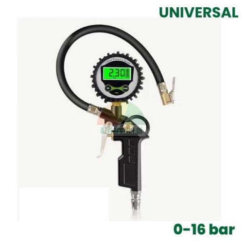 Digital tire inflator gun 0-16 bar with LCD pressure gauge and hose