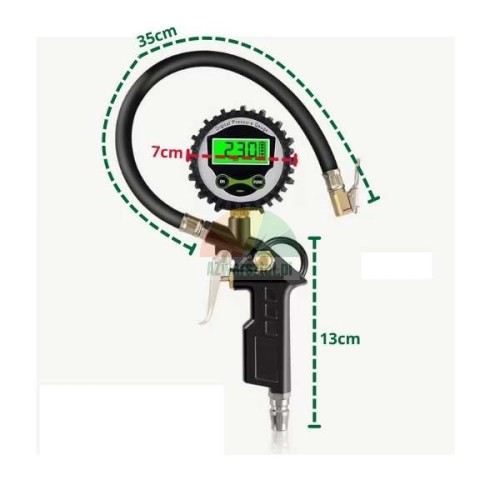 Digital tire inflator gun with pressure gauge 0-16 bar.