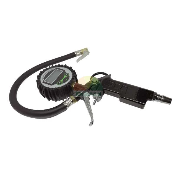 Digital tire inflator gun with pressure gauge and hose