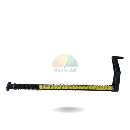 Meter arm with yellow 0-26 cm scale and black frame with spring