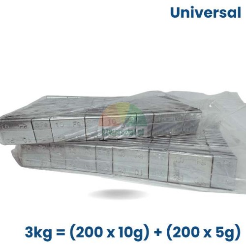 Universal adhesive wheel weights FE 3kg (200 pieces x 5g + 200 pieces x 10g) for wheel balancing