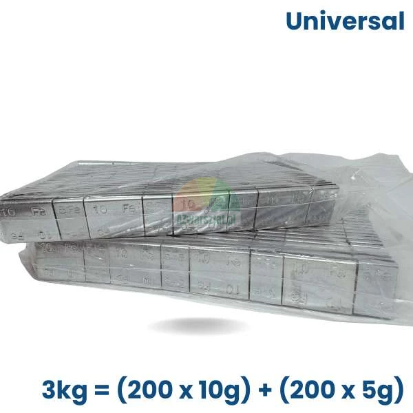Universal adhesive wheel weights FE 3kg (200 pieces x 5g + 200 pieces x 10g) for wheel balancing