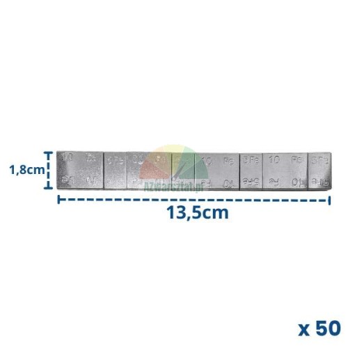 Adhesive steel wheel weights Fe, 5g and 10g strip, dimensions 13.5x1.8 cm