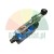 Industrial limit switch with an adjustable roller lever, blue and black body.