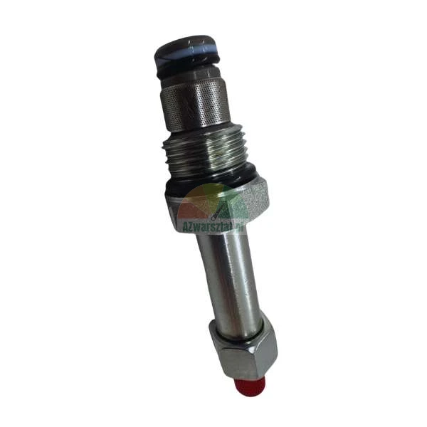 Metal fuel injector nozzle with thread, O-ring seals, and mesh filter on a white background.