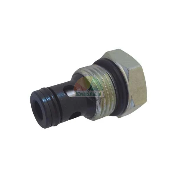 Hydraulic screw-in cartridge valve with black O-rings and a hexagonal head.