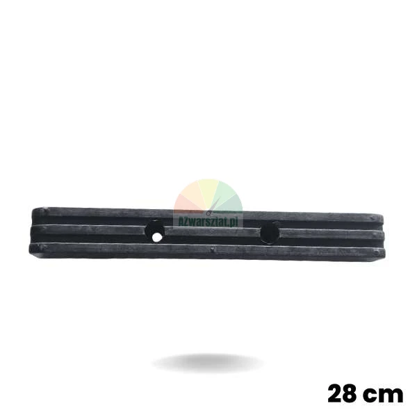 Black protective rubber pad for 2-post lift, 28 cm long with mounting holes