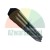 Black plastic mounting wedge with longitudinal ridges on a white background.