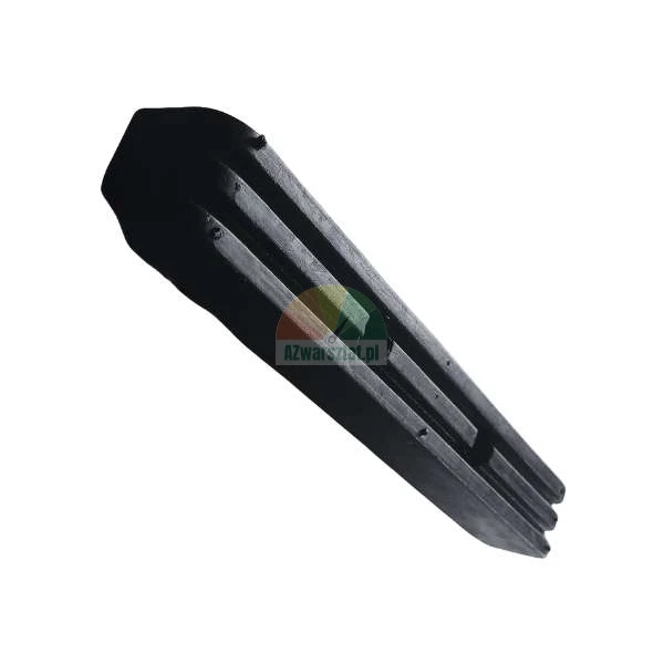 Black plastic mounting wedge with longitudinal ridges on a white background.