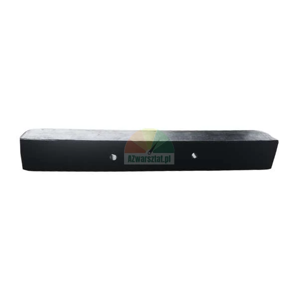 Long black rubber dock bumper with two mounting holes on a white background
