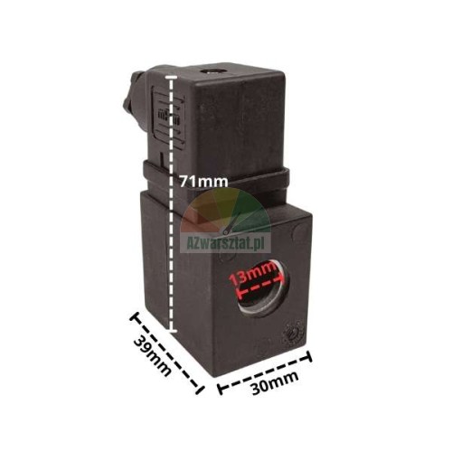 DC24 lift coil with dimensions 71x39x30 mm and 13 mm hole.