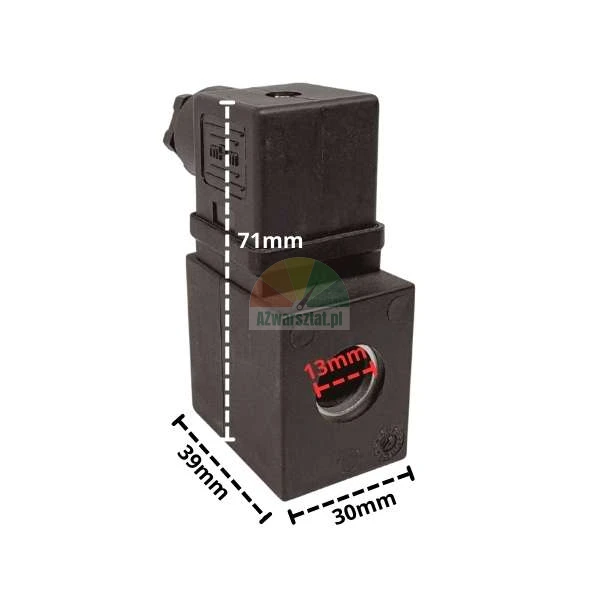 DC24 lift coil with dimensions 71x39x30 mm and 13 mm hole.